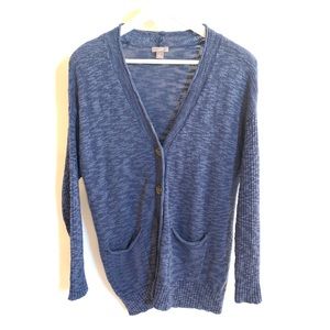 J. Jill Blue Long Sleeve Button Front Cardigan